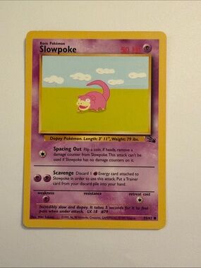 Vintage 1990’s fossil Pokemon Slowpoke Card - 55/62